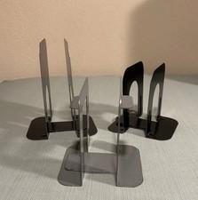 Bookends Steel- Mid Century Metal - L Shape 2 Black - 7”&5” & Gray 5” Lot Of 3