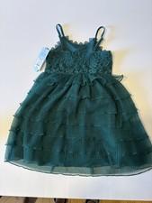 Cat & Jack Dress Girls Party Green Ruffle Sleeveless XS 4-5