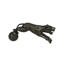 Vintage Brass Panther 13" Incense Burner Censer Engraved Leopard Tiger India MCM