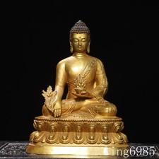 10.4"Old China Zen Buddhism Bronze gilding Bhaisajyaguru Medicine Buddha statue