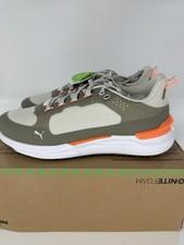 Puma Ignite Elevate X Spikeless Golf Shoes Gray-Velvet Moss-Fluro Orange Sz 8.5