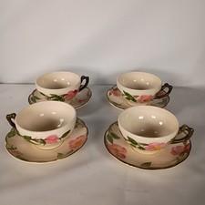 Set of 4 Vintage Franciscan Desert Rose Tea Cups & Saucers Made in USA
