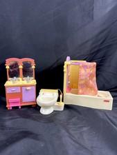 Fisher Price DOLLHOUSE  Loving Family Bathroom Furniture Shower Sink Toilet Read