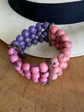 Acai Bracelet by Tagua Bella 3 strand beaded layla artisan ecuador purple pink