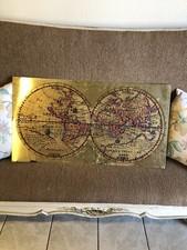 Vintage 1964 Masketeers Large Brass Wood Map of the World