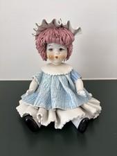 Signed Zampiva Italian Ceramic Girl Figurine Blue Dress Bonnet 6”