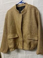 Women’s Bomber Jacket Bouclé Gold Sz Medium