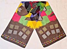 SCARF VINTAGE AUTHENTIC ABSTRACT ART SILK LONG WOMENS