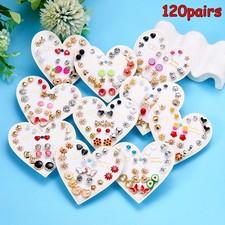 120Pairs Mixed Flower Ear Stud Earrings For Women Girls Flower Jewelry Set Gifts