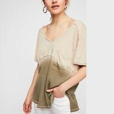 NWT FREE PEOPLE We The Free Sun Dial Tee Top Sand Combo Large L OB799527 $68