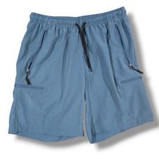 Santiny Mens Blue Athletic Shorts Size Small 7” Inseam Elastic Waist Zip Pockets