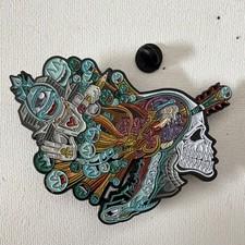 Symbiotic Expressions x SAKE Skull Astronaut Enamel Metal Pin Signed Multicolor