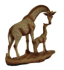 Zeckos A Mother's Love Giraffe and Calf Wood Finish Statue
