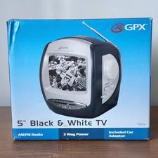Gpx 5” Black & White Portable Tv 3 Way Power Car Adapter TV524 New
