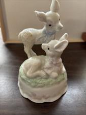 Vintage Precious Playmates Deer Fawns Wind-Up Music Box Figurine Heritage House