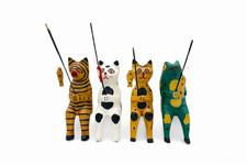 Cat Figurines Handcrafted Wood Cat Sculpture Perfect Gift for Cat Lovers House