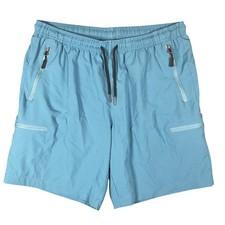 Santiny Mens Blue Athletic Shorts Elastic Waist Drawstring Zip Pockets Size L