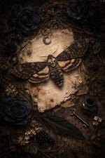 Gothic Death Head Moth Poster Print Framed Canvas Wall Art