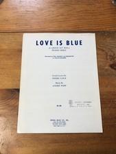 Love is Blue 1968 Sheet Music Piano Solo French Lyrics-Pierre Cour-Popp-Vintage