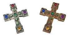 Magnetic  Crosses Set of Two Jewel Tone Stones Gold / Silver 2003 UDC