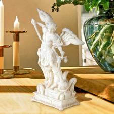 Reg Price $89  Design Toscano Orig  12"  Bonded Marble St Michael Statue New