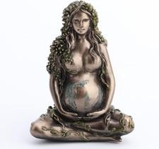 2.5" Mother Earth Gaia Sitting Lotus Pose Resin Figurine Painted Bronze Finish