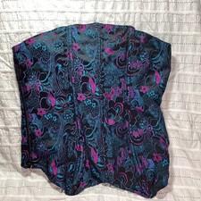 Tesa Floral Brocade Corset Top Teal Magenta Black Lace Up Bustier Size 38