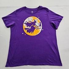 Wicked Witch Cat Halloween Purple Short Sleeve T-Shirt Women's XL