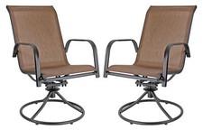Garden Elements Outdoor Steel Swivel Rocker Patio Chair, Espresso (2 Pack)