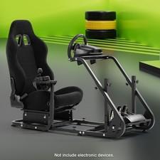 Hottoby Racing Simulator Cockpit Wheel Stand With Black Seat Fits For Logitech