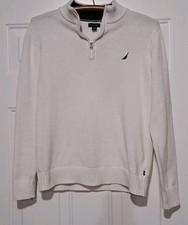 Nautica Womans Size 14/16 Large Quarter-Zip Sweater White 100% Cotton