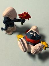 VTG 1980’s Smurfs Figures Clumsy Skater & Holding Flowers