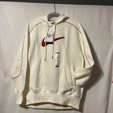 NWT Nike Center Swoosh Hoodie White Red Vintage Style Pullover Women Small READ