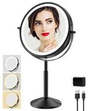 Professional 9" Lighted Makeup Mirror with 1X/10X Magnification- Rechargeable...