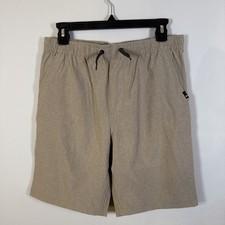 Quicksilver Mens L Tan Khaki Amphibian Shorts Beach Vacation Moisture Wicking