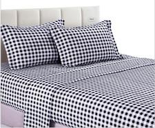 Hepburn Black Gingham Plaid 100% Cotton Sheet King Preppy Farmhouse Country Chic