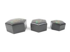 Three Piece Hexagon Lacquerware Box Set Floral Design Hong Kong Nesting