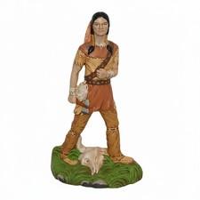 Native American Indian Warrior Ceramic 17.5" Statue, Western Americana Vintage