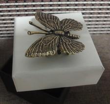 Solid Brass Butterfly Figurine Vintage Style Bronze Color Statue Home Decor