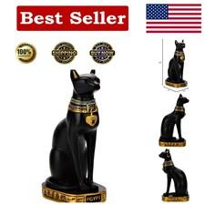 Handmade Egyptian Bastet Cat Goddess Statue - 7.5 Inch Stunning Black Figurine