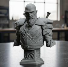 Kratos God of War Full Armor Bust Figure Large 10" inch - 3D Printed Statue