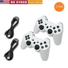 2x White Wireless Bluetooth Video Game Controller Pad For Sony PS3 