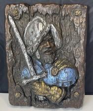 Vanguard Studio Style 3D Spanish Conquistador Faux Wood Carving Plaster Wall Art
