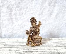 God Tara Bodhisattva Statue Lady Women Buddha Decor Puja Worhsip Brass Gold Mini