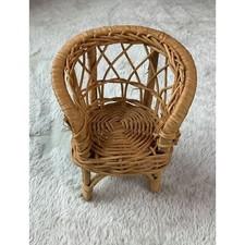 Vintage Handmade Wicker Rattan Mini Chair Decor for Doll or Small Plant stand