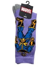 Bioworld Marvel Avengers Thanos Character Crew Socks Size 10-13 Purple Gray
