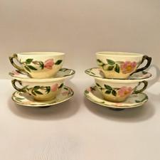 Vintage Franciscan Desert Rose Teacups & Saucers 1960s Earthenware USA  4 Sets
