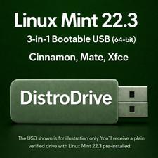 Linux Mint 22.3 Bootable USB Drive 64-bit Linux OS 3-in-1 Cinnamon MATE Xfce