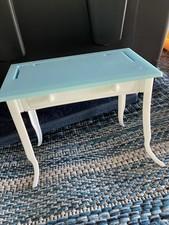 Blue White Barbie Doll Desk Vanity Table Dollhouse Furniture