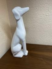VTG White Porcelain Dog Statue Figurine Greyhound Whippet 12 Inches Tall